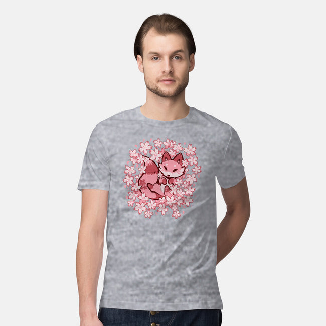 Cherry Blossom Fox-mens premium tee-TechraNova