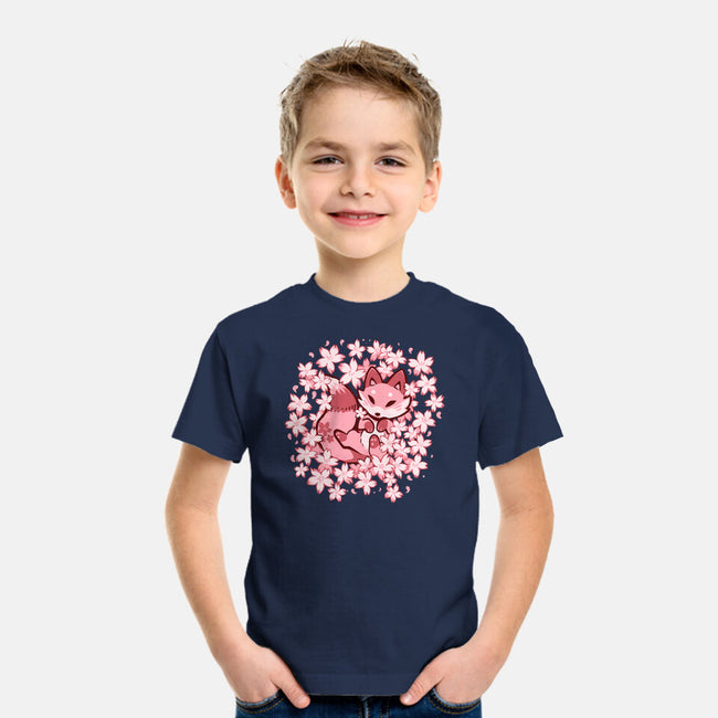 Cherry Blossom Fox-youth basic tee-TechraNova