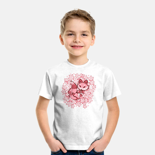 Cherry Blossom Fox-youth basic tee-TechraNova