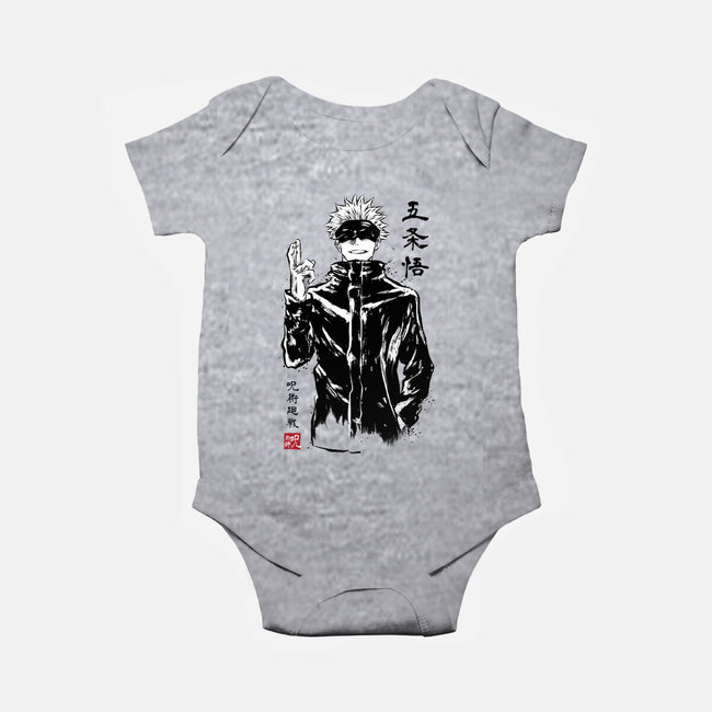 Satoru Gojo Sumi-E-baby basic onesie-DrMonekers