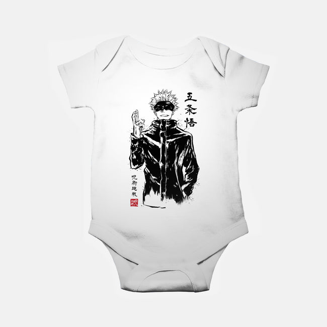 Satoru Gojo Sumi-E-baby basic onesie-DrMonekers
