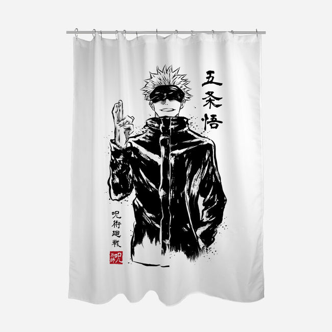 Satoru Gojo Sumi-E-none polyester shower curtain-DrMonekers