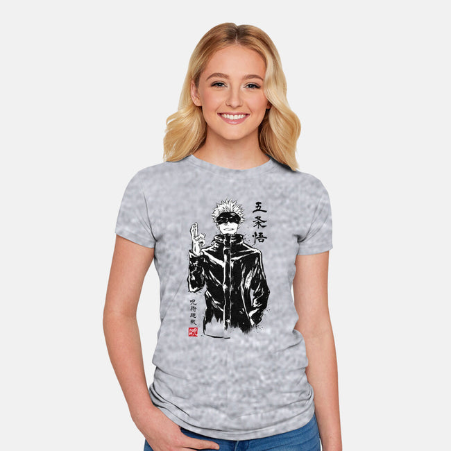 Satoru Gojo Sumi-E-womens fitted tee-DrMonekers
