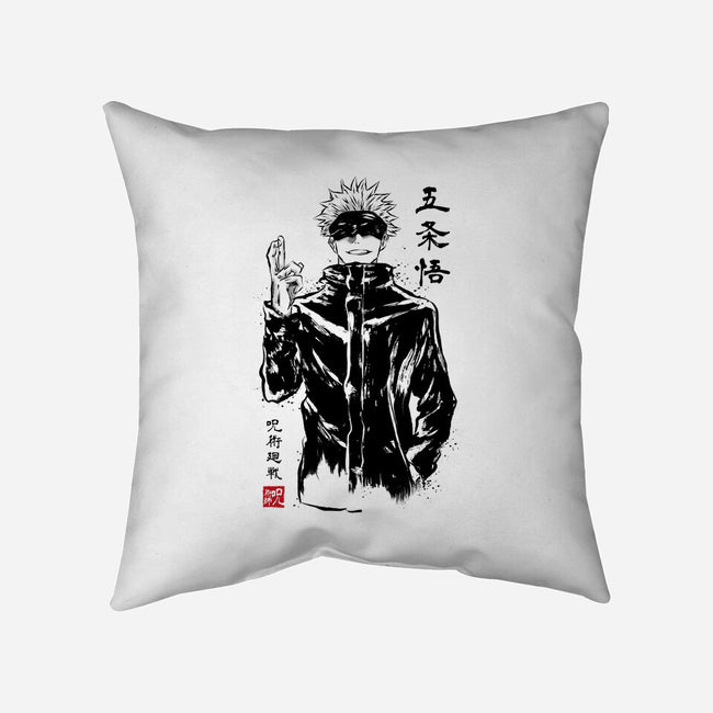 Satoru Gojo Sumi-E-none removable cover w insert throw pillow-DrMonekers