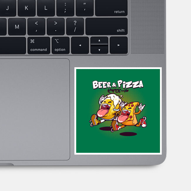 Beer And Pizza Buds-none glossy sticker-mankeeboi