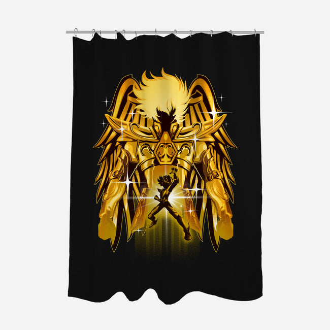 Pegasus Gold-none polyester shower curtain-hypertwenty
