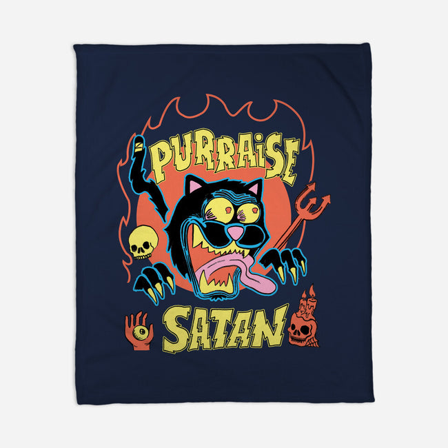 Black Cat Purraise Satan-none fleece blanket-tobefonseca
