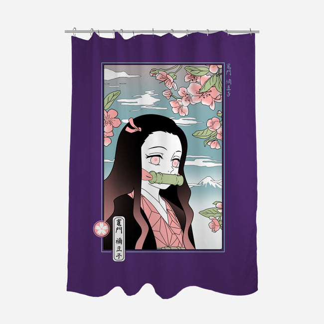 Traditional Nezuko-none polyester shower curtain-IKILO