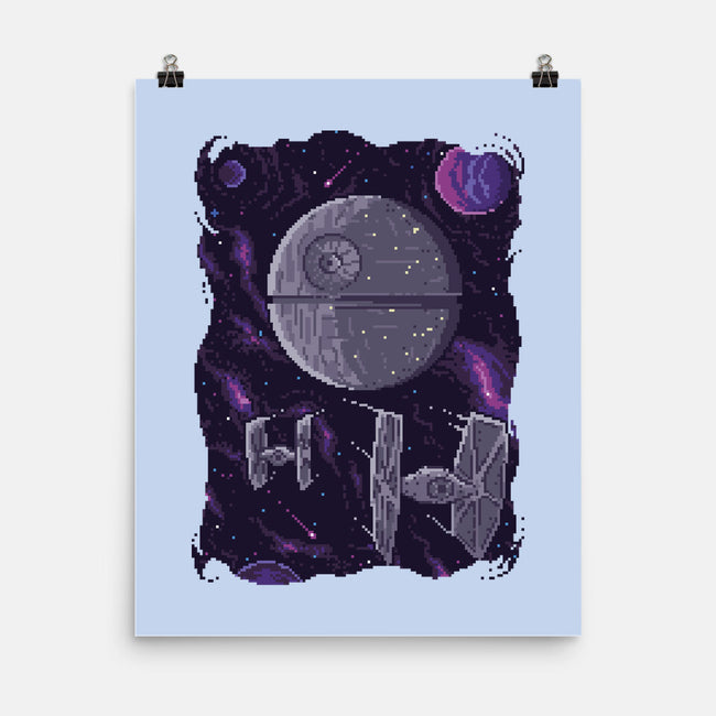 Pixel Death Star-none matte poster-danielmorris1993