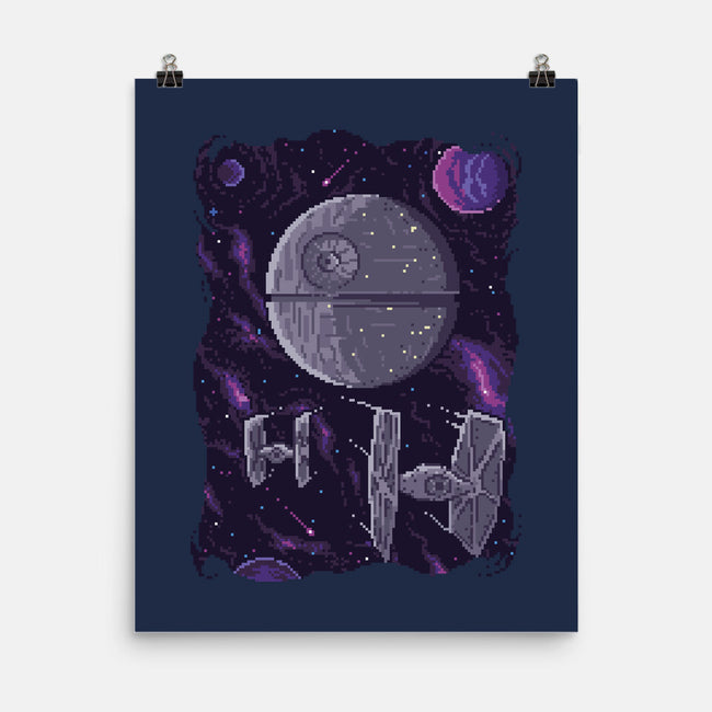 Pixel Death Star-none matte poster-danielmorris1993