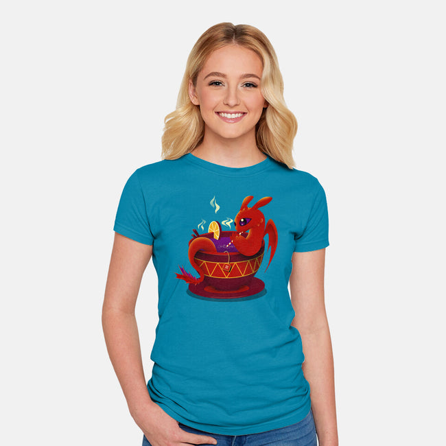 Tea Cup Dragon-womens fitted tee-erion_designs