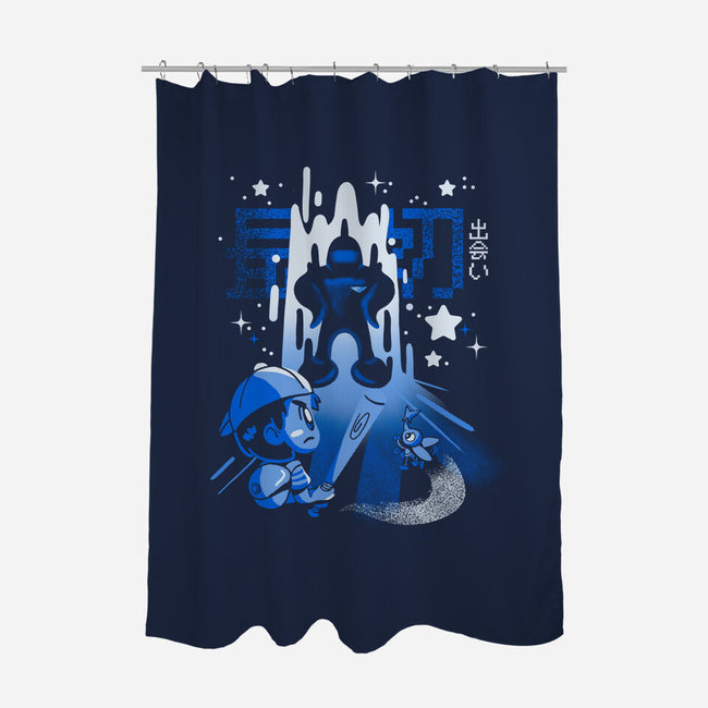 First Encounters-none polyester shower curtain-Sketchdemao