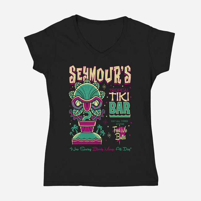 Seymour's Tropical Tiki Bar-womens v-neck tee-Nemons