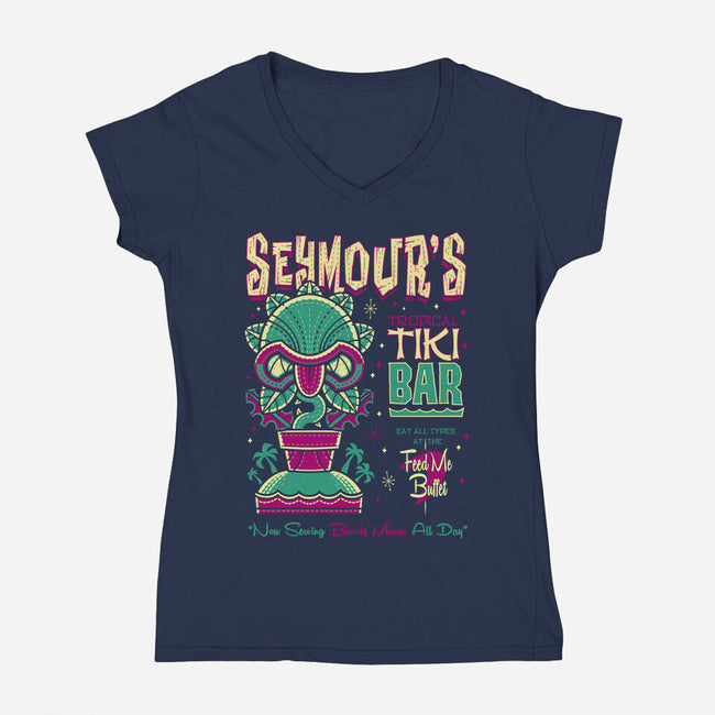 Seymour's Tropical Tiki Bar-womens v-neck tee-Nemons