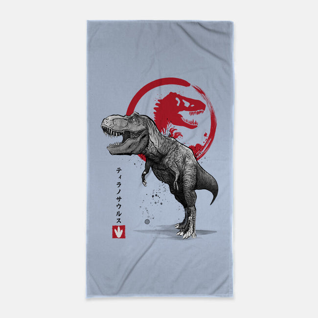 Tyrannosaurus Sumi-E-none beach towel-DrMonekers