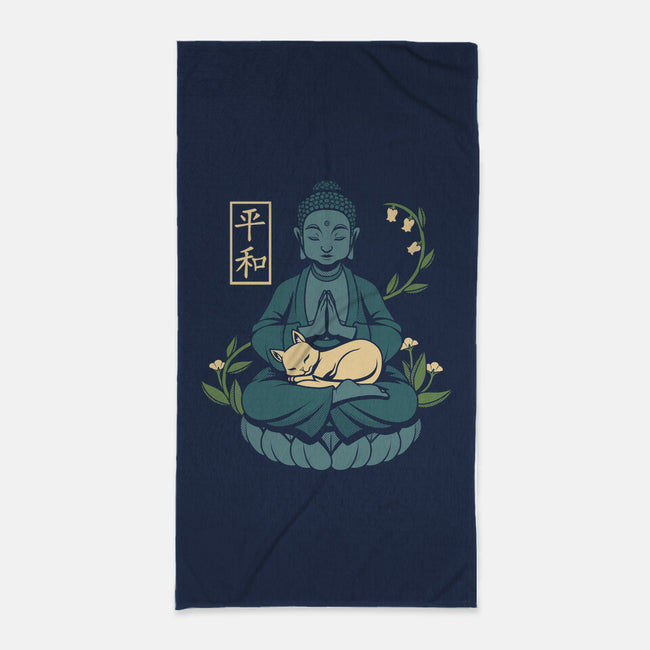 Cat Meditation-none beach towel-tobefonseca