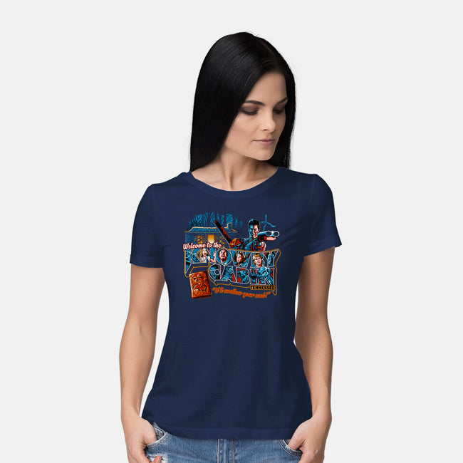 Welcome to the Knowby Cabin-womens basic tee-goodidearyan