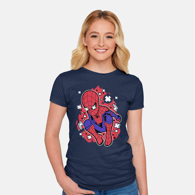 Spidey Cartoon-womens fitted tee-ElMattew