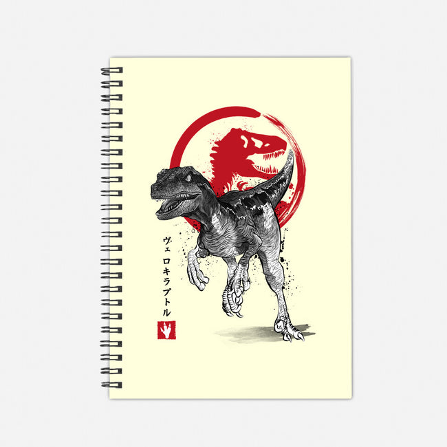 Velociraptor Sumi-E-none dot grid notebook-DrMonekers