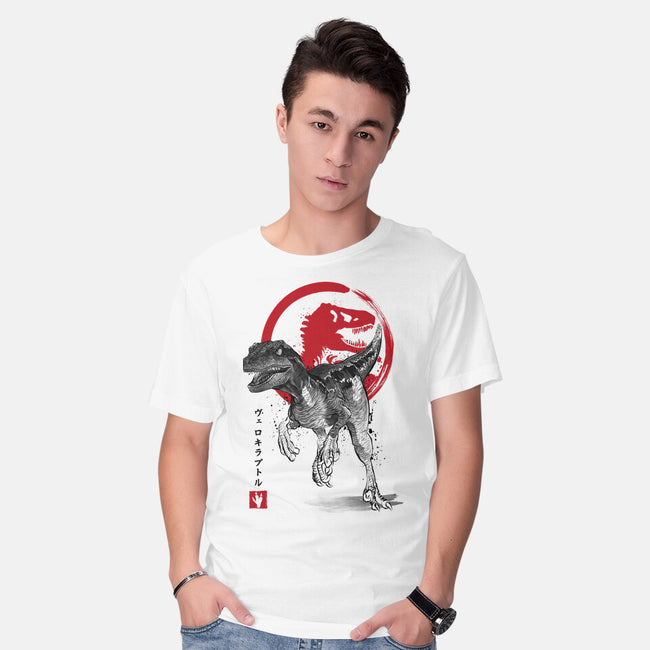 Velociraptor Sumi-E-mens basic tee-DrMonekers