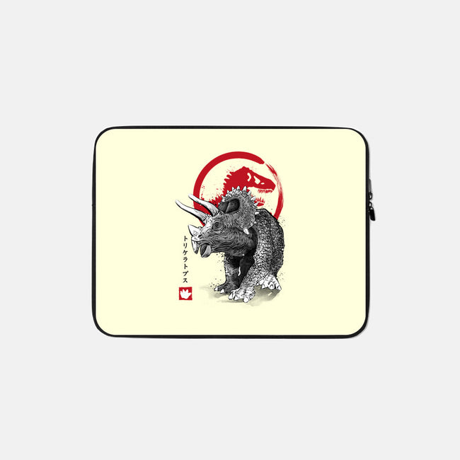 Triceratops Sumi-E-none zippered laptop sleeve-DrMonekers