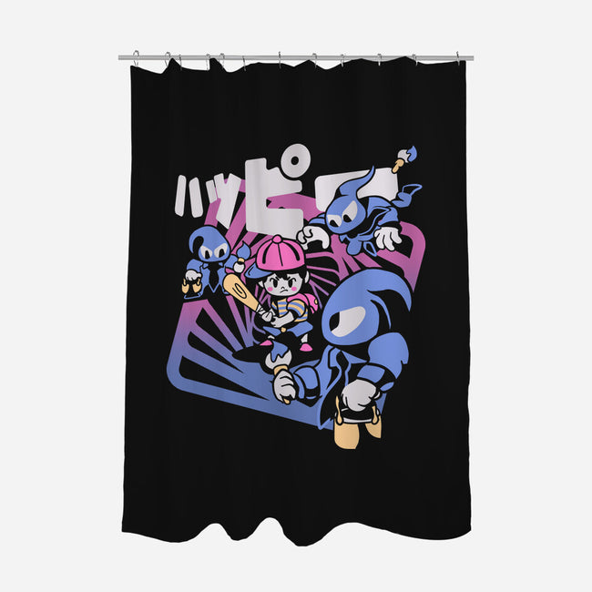 Happy Attack-none polyester shower curtain-Sketchdemao