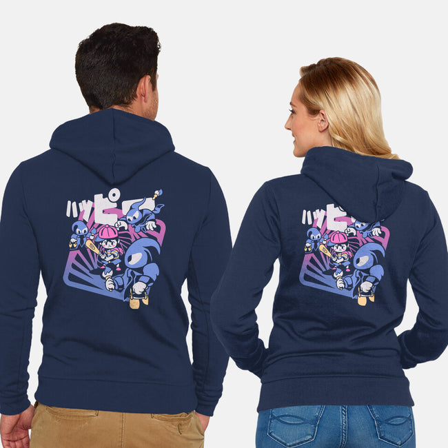 Happy Attack-unisex zip-up sweatshirt-Sketchdemao