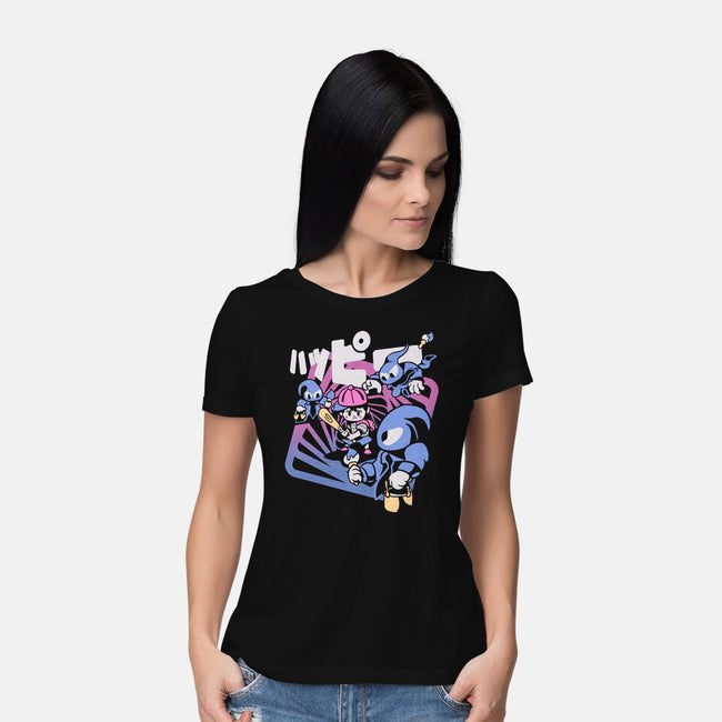 Happy Attack-womens basic tee-Sketchdemao