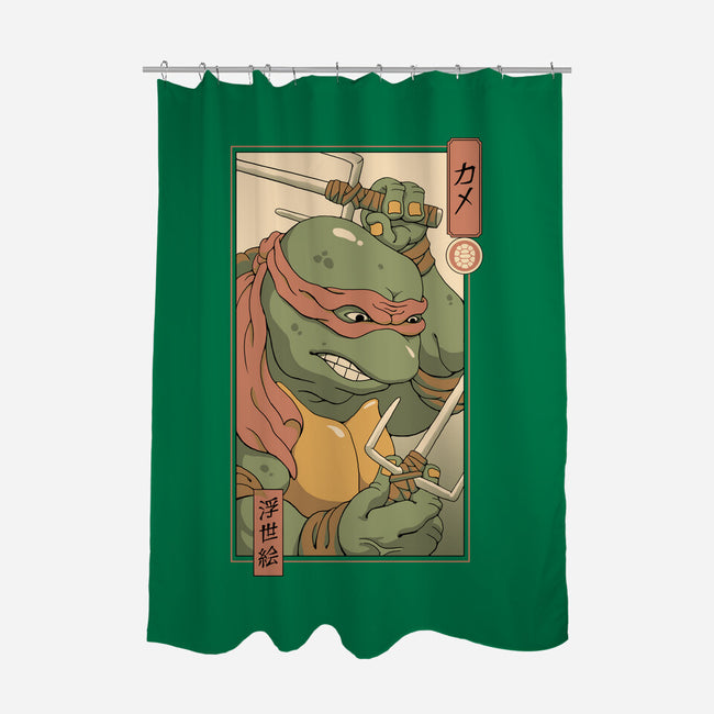 Red Kame Ninja-none polyester shower curtain-vp021