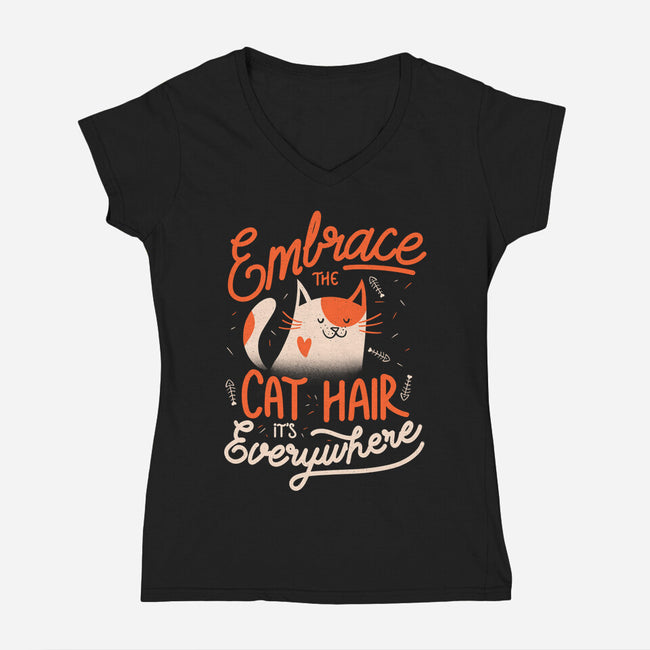 Embrace The Cat Hair-womens v-neck tee-eduely