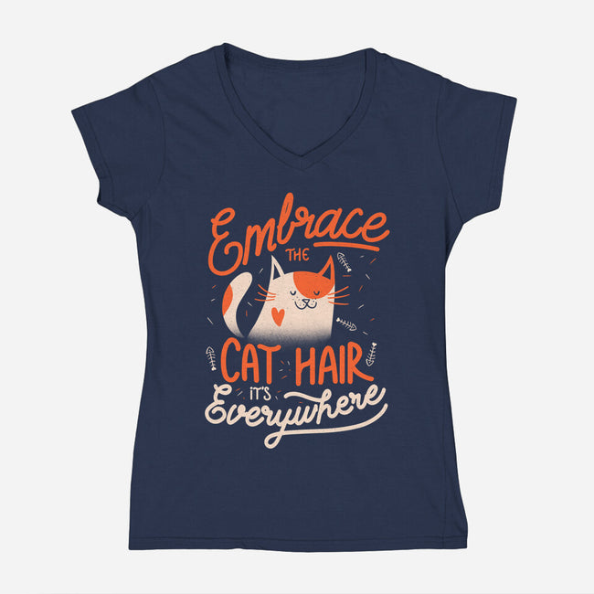 Embrace The Cat Hair-womens v-neck tee-eduely