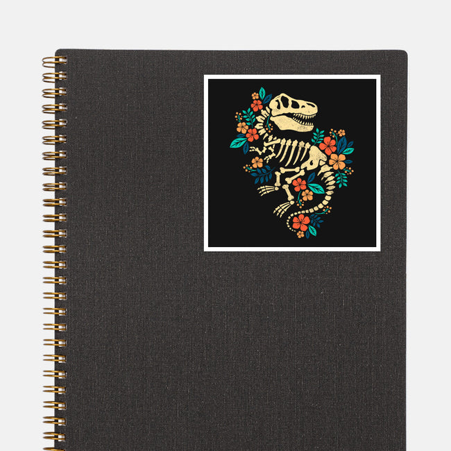 Flowered Dinosaur Fossil-none glossy sticker-NemiMakeit