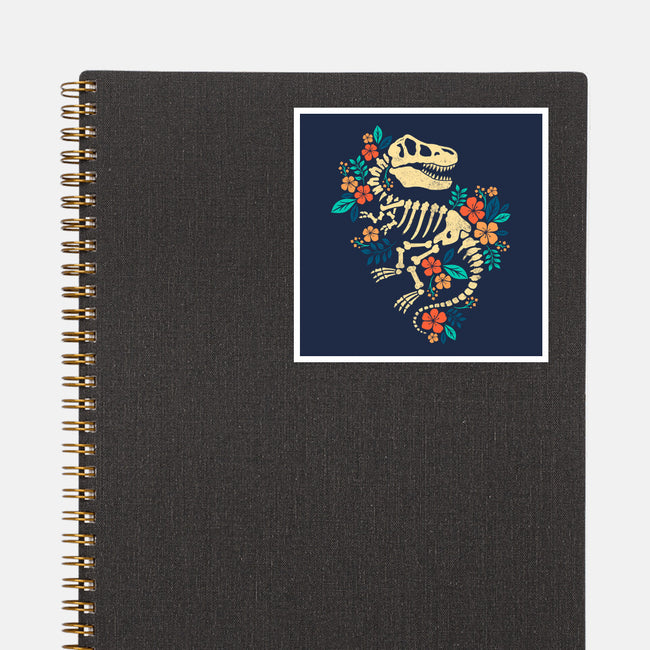 Flowered Dinosaur Fossil-none glossy sticker-NemiMakeit