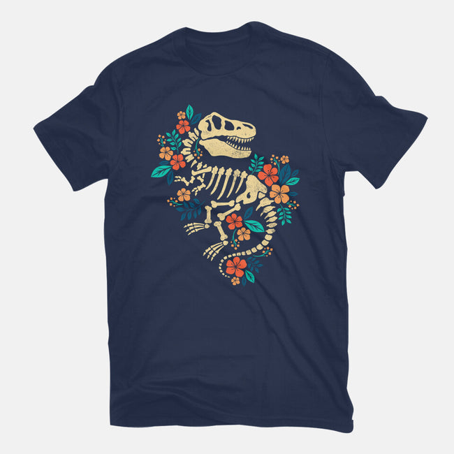 Flowered Dinosaur Fossil-womens fitted tee-NemiMakeit