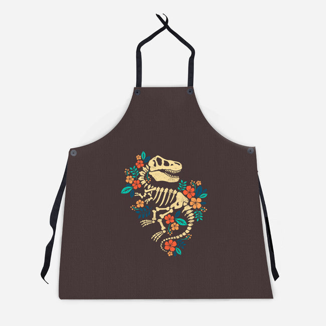Flowered Dinosaur Fossil-unisex kitchen apron-NemiMakeit