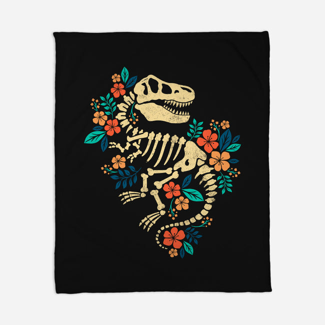 Flowered Dinosaur Fossil-none fleece blanket-NemiMakeit