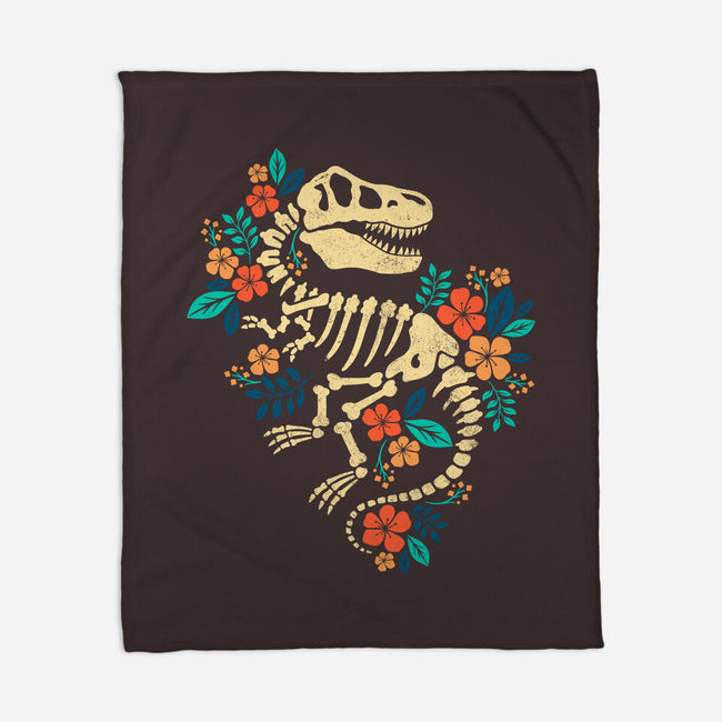 Flowered Dinosaur Fossil-none fleece blanket-NemiMakeit