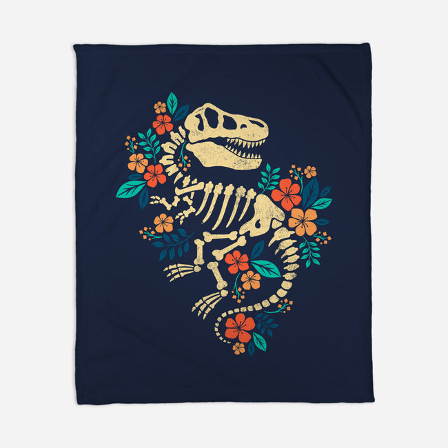 Flowered Dinosaur Fossil-none fleece blanket-NemiMakeit