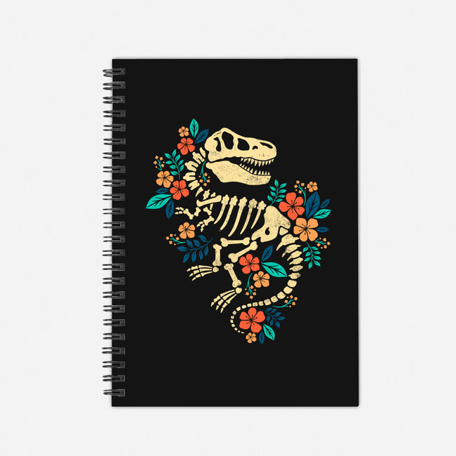 Flowered Dinosaur Fossil-none dot grid notebook-NemiMakeit