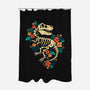 Flowered Dinosaur Fossil-none polyester shower curtain-NemiMakeit