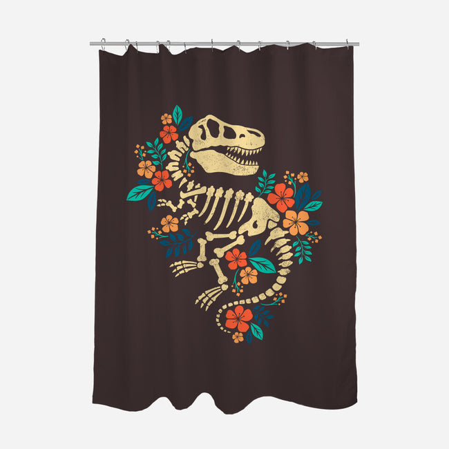 Flowered Dinosaur Fossil-none polyester shower curtain-NemiMakeit