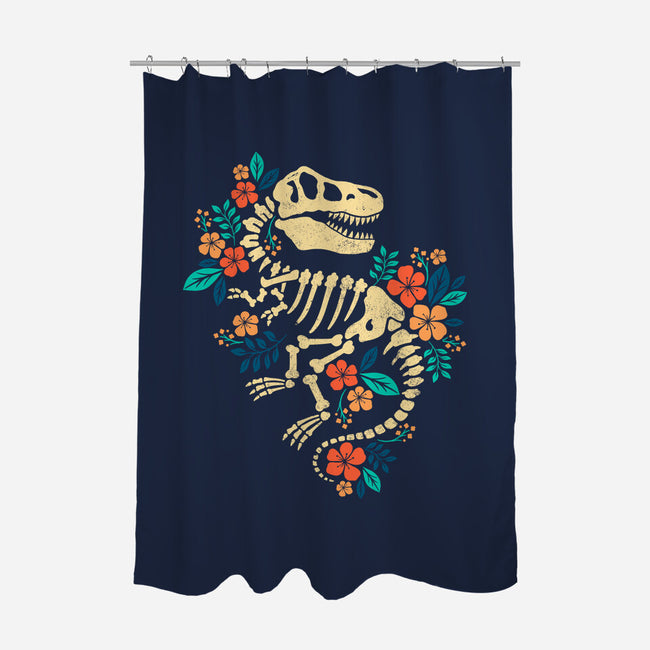 Flowered Dinosaur Fossil-none polyester shower curtain-NemiMakeit