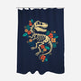 Flowered Dinosaur Fossil-none polyester shower curtain-NemiMakeit