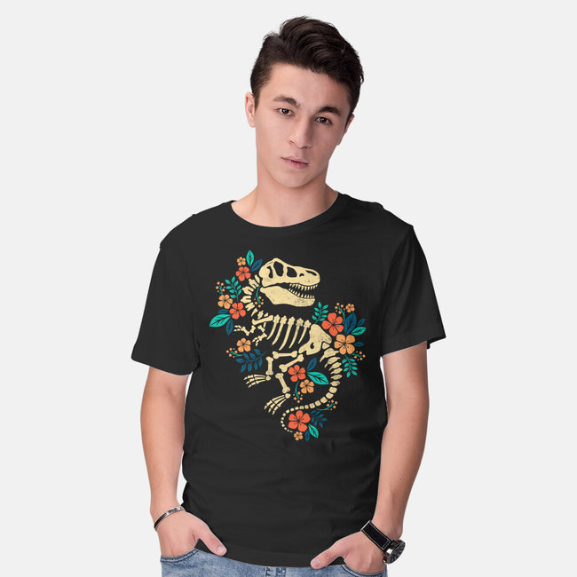 Flowered Dinosaur Fossil-mens basic tee-NemiMakeit