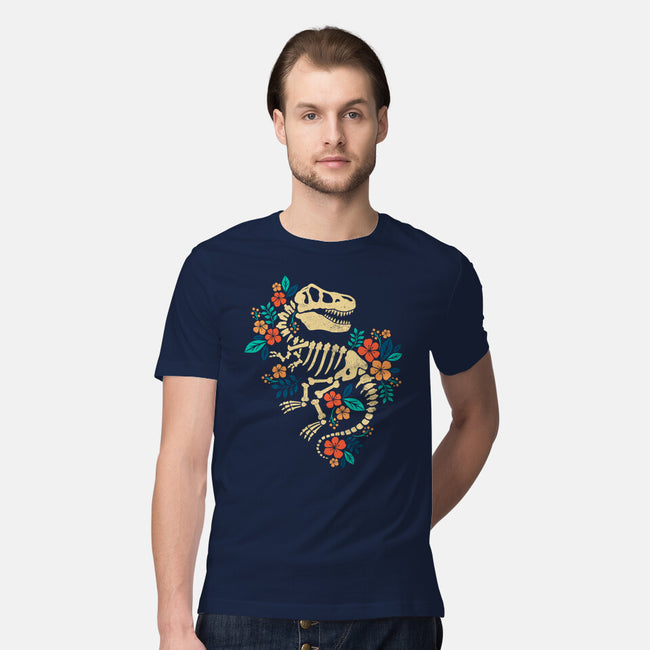 Flowered Dinosaur Fossil-mens premium tee-NemiMakeit
