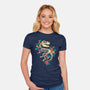 Flowered Dinosaur Fossil-womens fitted tee-NemiMakeit