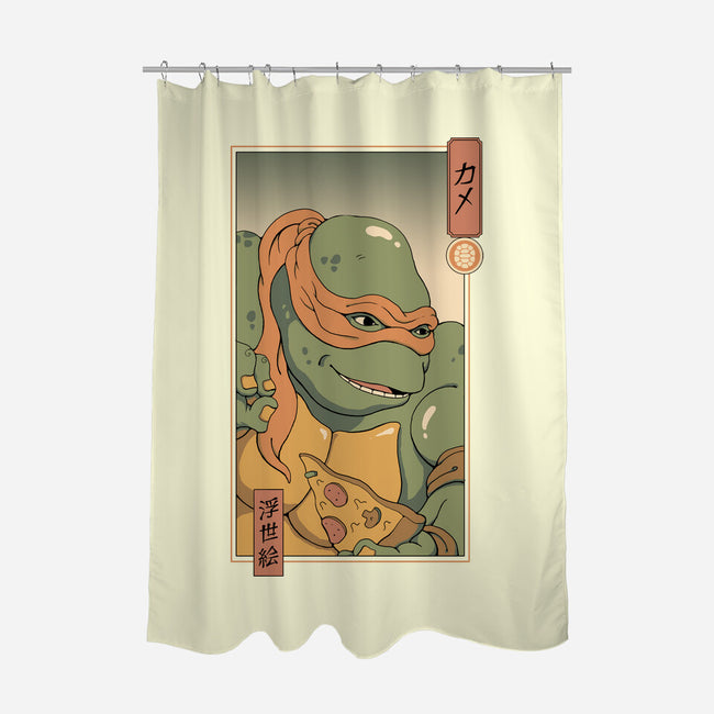 Orange Kame Ninja-none polyester shower curtain-vp021