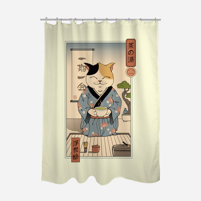 Cat Tea Ceremony-none polyester shower curtain-vp021