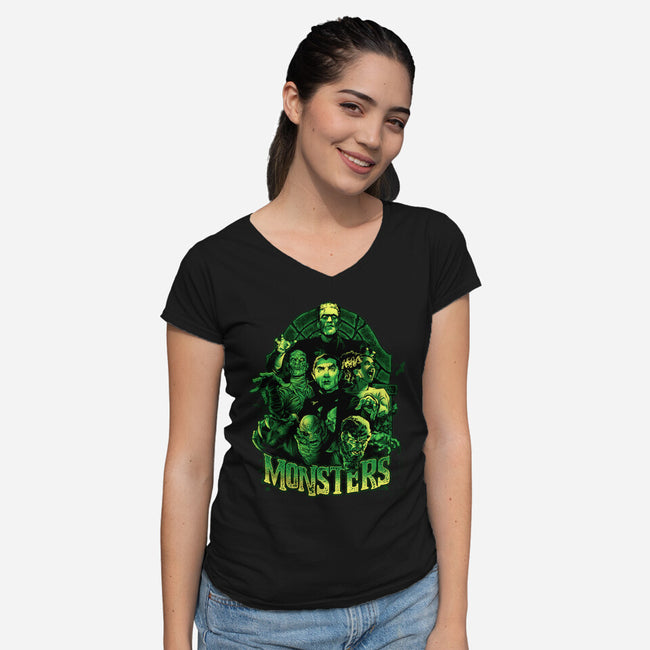 Monsters-womens v-neck tee-Conjura Geek