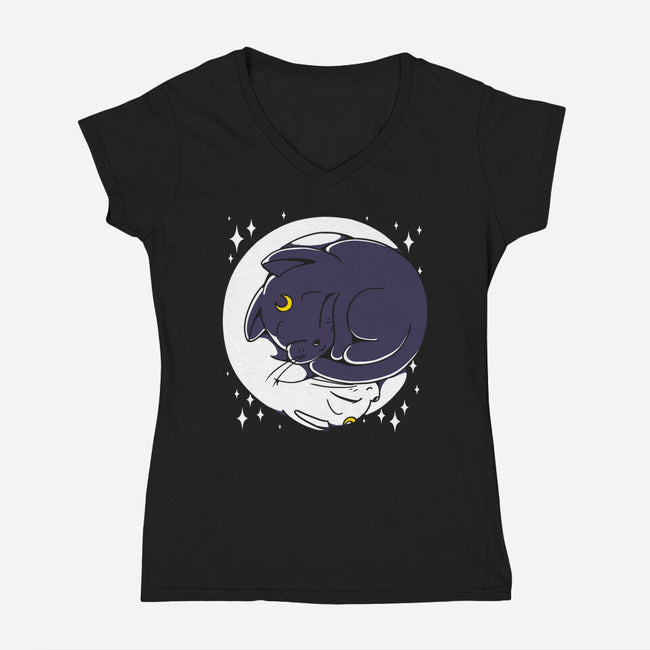 Sleeping Moon-womens v-neck tee-estudiofitas